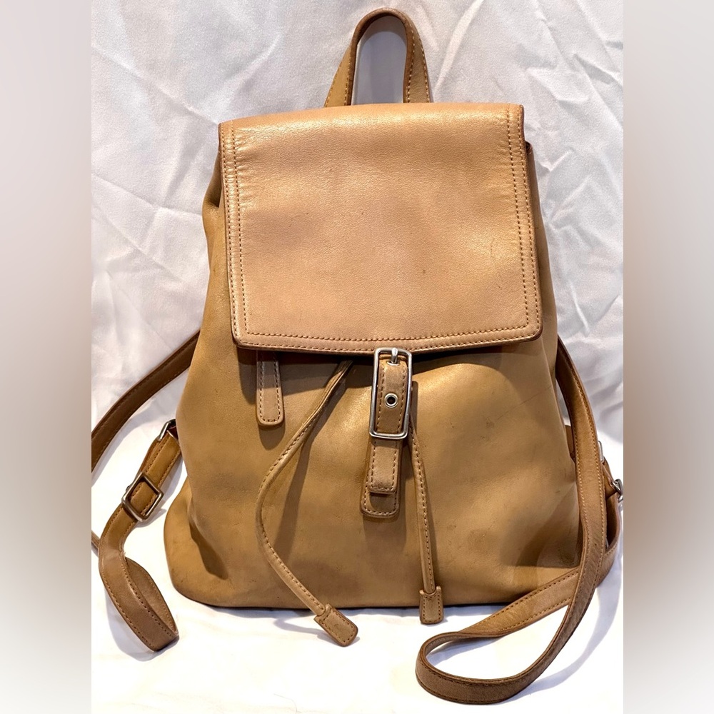 Old Vintage Coach Backpack Legacy Tan Leather Daypack 9827
